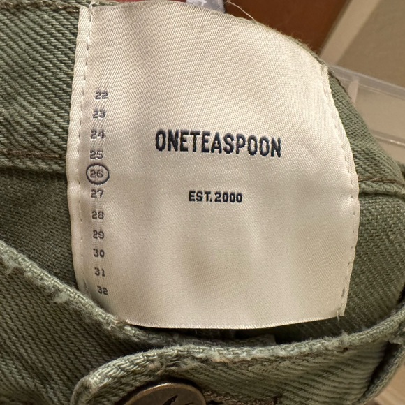 One Teaspoon Olive Green Distressed Jean Shorts - Picture 5 of 6